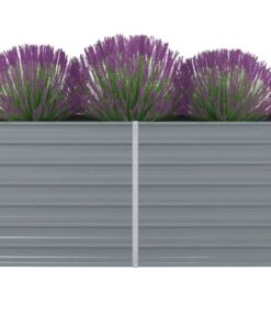 vidaXL Raised Garden Bed 160x80x77 cm Galvanised Steel Grey