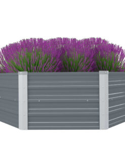 vidaXL Raised Garden Bed 129x129x46 cm Galvanised Steel Grey