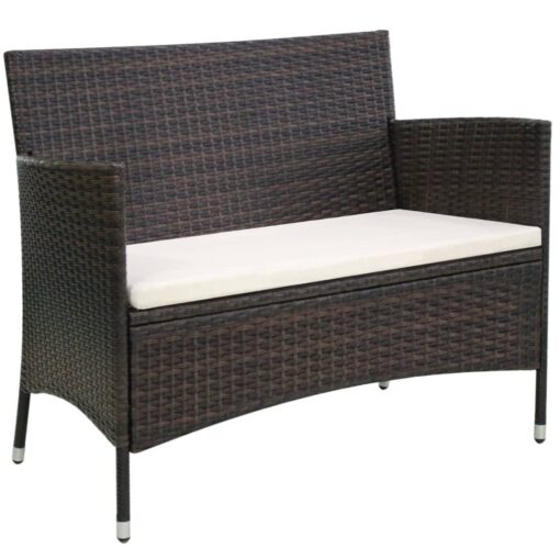 vidaXL Garden Bench 106 cm Poly Rattan Brown