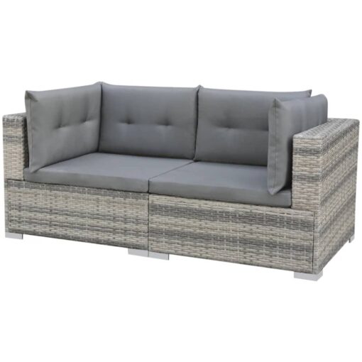 10 Piece Garden Lounge Set with Cushions Poly Rattan Grey - Image 3
