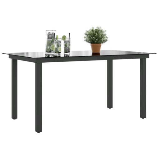 vidaXL Garden Table Black 150x90x74 cm Aluminium and Glass - Image 2