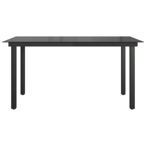vidaXL Garden Table Black 150x90x74 cm Aluminium and Glass - Image 3