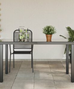 vidaXL Garden Table Black 150x90x74 cm Aluminium and Glass