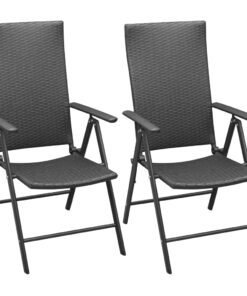 vidaXL Stackable Garden Chairs 2 pcs Poly Rattan Black
