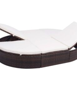 vidaXL Outdoor Lounge Bed with Cushion Poly Rattan Brown