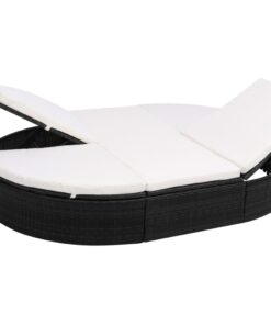 vidaXL Outdoor Lounge Bed with Cushion Poly Rattan Black