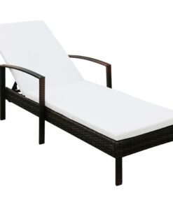 vidaXL Sun Lounger with Cushion Poly Rattan Brown