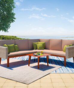 vidaXL 4 Piece Garden Lounge Set with Cushions Poly Rattan Grey