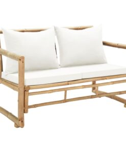 vidaXL 2 Seater Garden Sofa with Cushions Bamboo