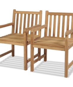 vidaXL Outdoor Chairs 2 pcs Solid Teak Wood