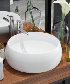 vidaXL Basin Round Ceramic White 40x15 cm