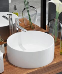 vidaXL Basin Round Ceramic White 40x15 cm