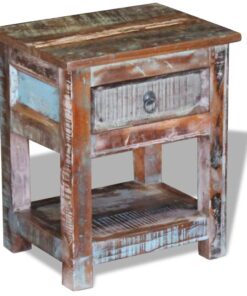 vidaXL Side Table with 1 Drawer Solid Reclaimed Wood 43x33x51 cm