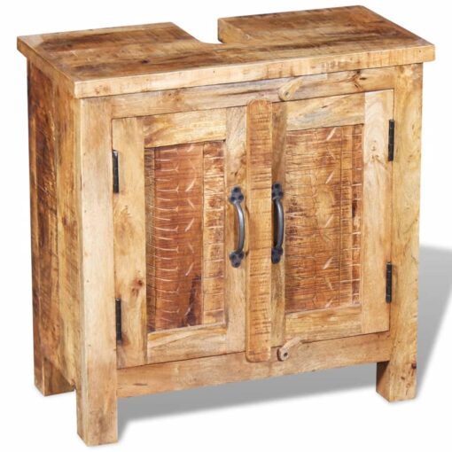 vidaXL Bathroom Vanity Cabinet with Mirror Solid Mango Wood - Image 2