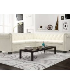 vidaXL Chesterfield Corner Sofa 5-Seater Artificial Leather White