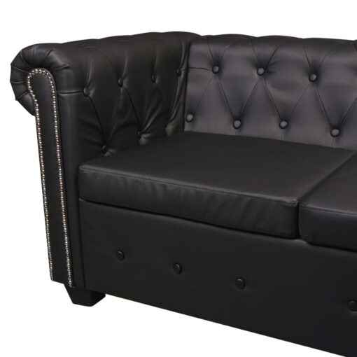 vidaXL Chesterfield Corner Sofa 5-Seater Artificial Leather Black - Image 3