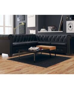 vidaXL Chesterfield Corner Sofa 5-Seater Artificial Leather Black