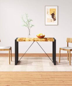 vidaXL Dining Table Solid Rough Mango Wood 120 cm