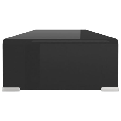 vidaXL TV Stand/Monitor Riser Glass Black 80x30x13 cm - Image 2