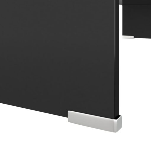 vidaXL TV Stand/Monitor Riser Glass Black 80x30x13 cm - Image 3