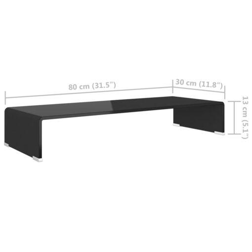 vidaXL TV Stand/Monitor Riser Glass Black 80x30x13 cm - Image 4