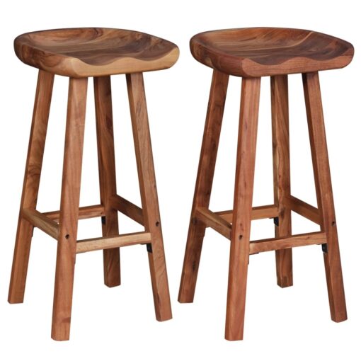 vidaXL Bar Stools 2 pcs Solid Acacia Wood - Image 2