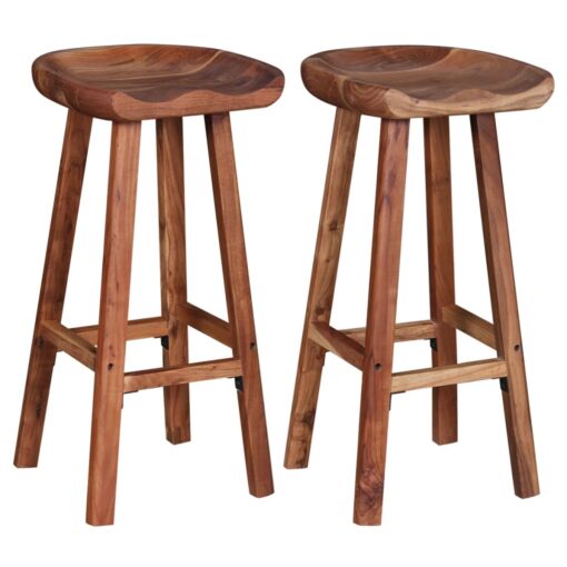 vidaXL Bar Stools 2 pcs Solid Acacia Wood - Image 3