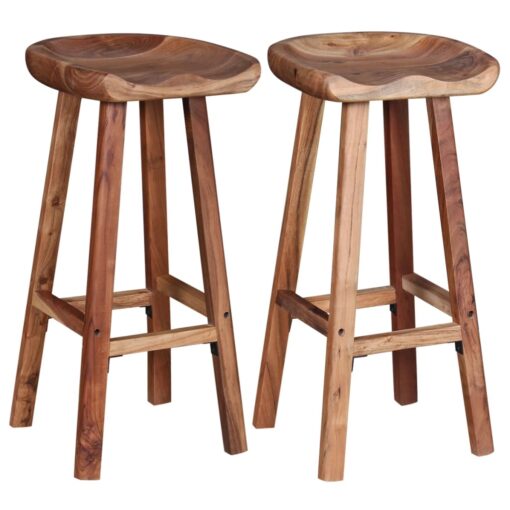 vidaXL Bar Stools 2 pcs Solid Acacia Wood - Image 4