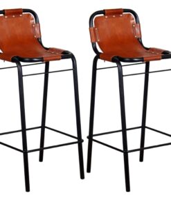 vidaXL Bar Stools 2 pcs Real Leather