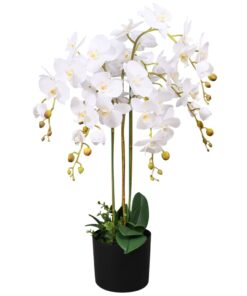 vidaXL Artificial Orchid Plant with Pot 75 cm White