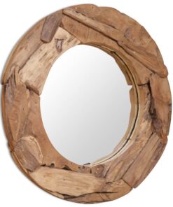 vidaXL Decorative Mirror Teak 80 cm Round