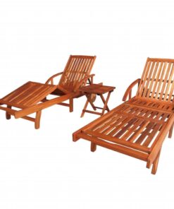 vidaXL Sun Loungers 2 pcs with Table Solid Acacia Wood