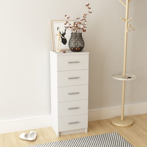 vidaXL Tall Chest of Drawers Engineered Wood 41x35x106 cm White