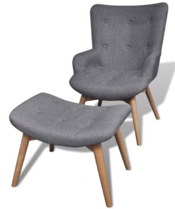 vidaXL Armchair with Footstool Grey Fabric