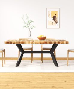 vidaXL Dining Table Solid Mango Wood and Steel Cross 180 cm