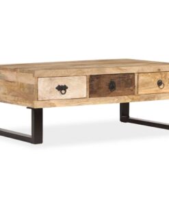 vidaXL Coffee Table with 3 Drawers Solid Mango Wood 90x50x35 cm