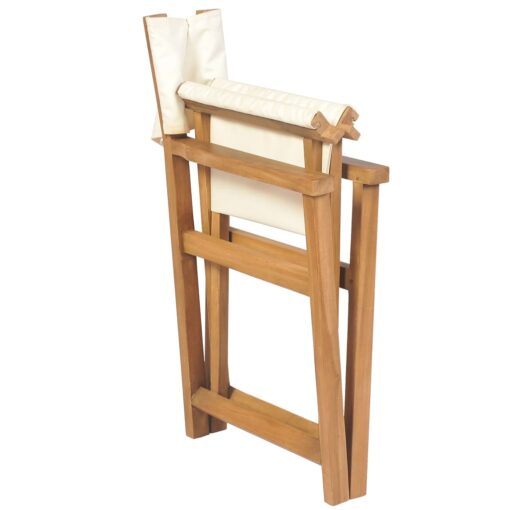 vidaXL Folding Director's Chair Solid Teak Wood - Image 4