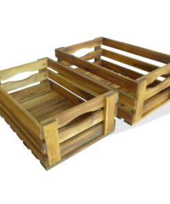 vidaXL Apple Crate Set 2 Pieces Solid Acacia Wood