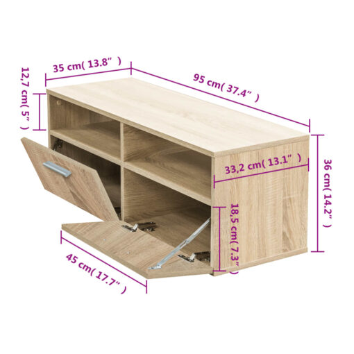 TV Cabinet Engineered Wood 95x35x36 cm Oak - Image 3