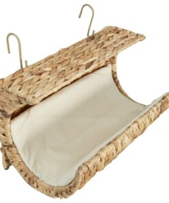 vidaXL Cat Bed with Cushion Water Hyacinth 37x20x20 cm