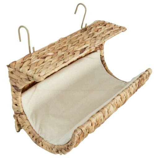 vidaXL Cat Bed with Cushion Water Hyacinth 37x20x20 cm