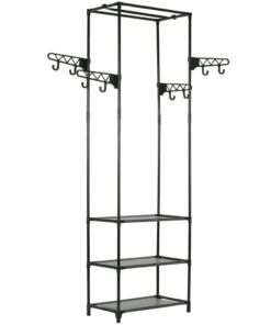 vidaXL Clothes Rack Steel and Non-woven Fabric 55x28.5x175 cm Black