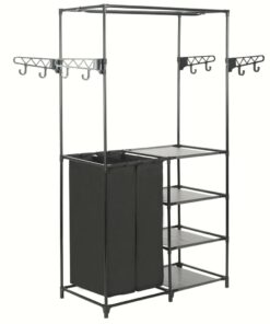 vidaXL Clothes Rack Steel and Non-woven Fabric 87x44x158 cm Black