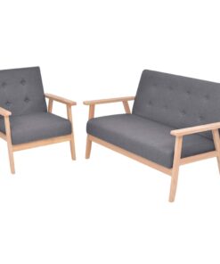 vidaXL Sofa Set 2 Pieces Fabric Dark Grey