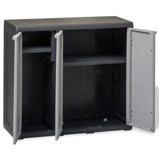 vidaXL Garden Storage Cabinet with 2 Shelves Black and Grey - Image 2