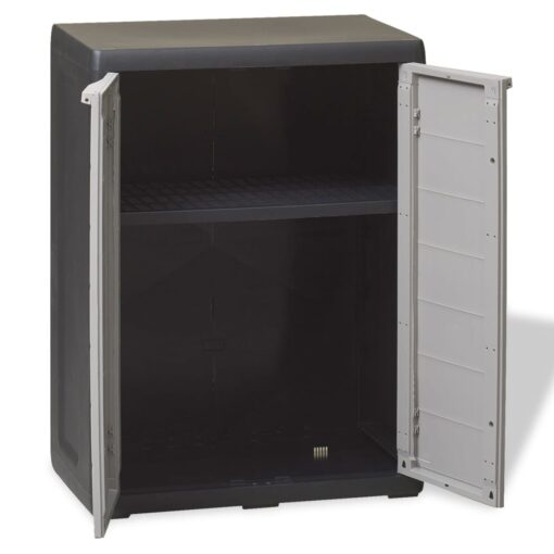 vidaXL Garden Storage Cabinet with 1 Shelf Black and Grey - Image 2