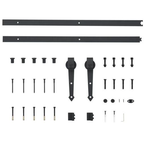 vidaXL Sliding Door Hardware Kit 183 cm Steel Black - Image 3