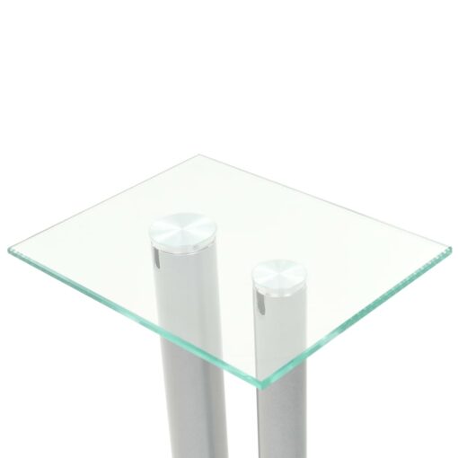 Speaker Stands 2 pcs Tempered Glass 2 Pillars Design Silver - Image 3