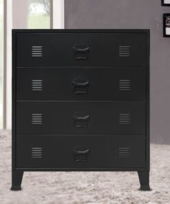 vidaXL Chest of Drawers Metal Industrial Style 78x40x93 cm Black