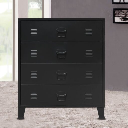 vidaXL Chest of Drawers Metal Industrial Style 78x40x93 cm Black